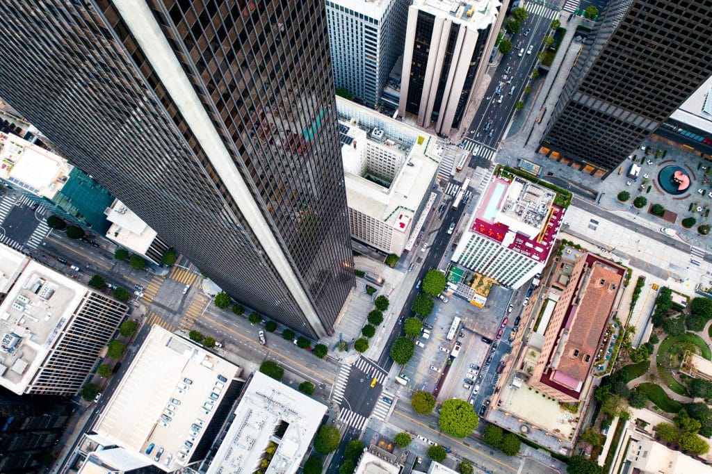 complex aerial view cityscape